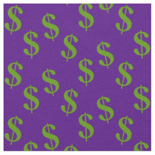 Indigo Purple Fabric With Dollar Signs Print