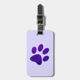 Indigo Purple Grunge Paw Print Luggage Tag