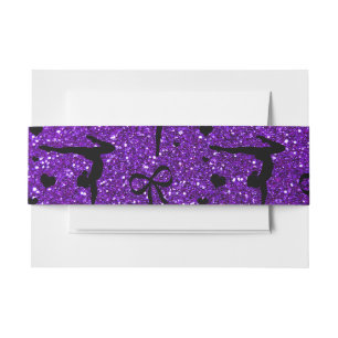Indigo purple gymnastics glitter pattern invitation belly band