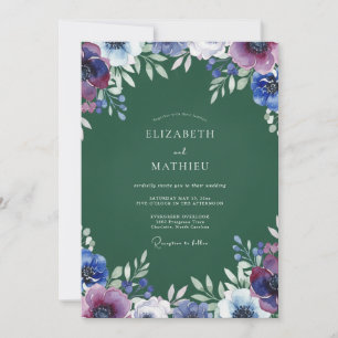 Indigo Purple Petal Wedding Invitation