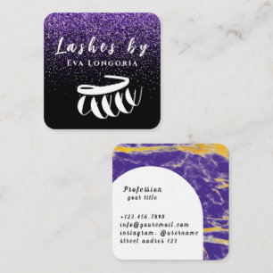 Indigo Purple Velvet Lashes Square Business Card
