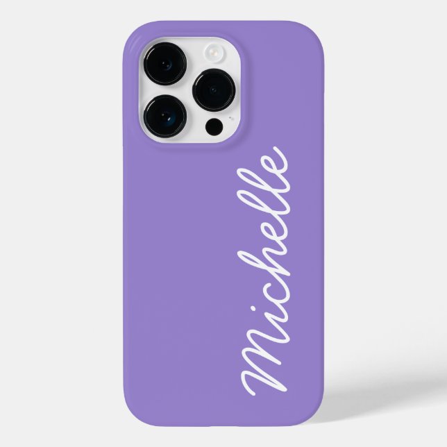 Indigo Purple & White Custom Name or Text Case-Mate iPhone Case (Back)
