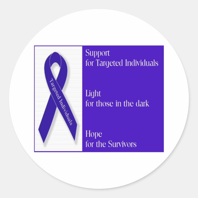 Indigo Ribbon Classic Round Sticker (Front)