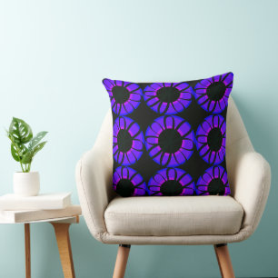 Indigo Ribbon Flowers Cushion