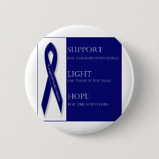 Indigo Ribbon. -Support, Light, Hope. -DBI 6 Cm Round Badge