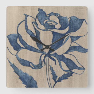 Indigo Rose Square Wall Clock
