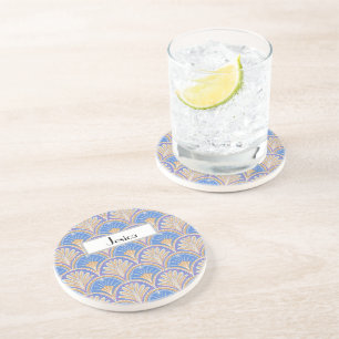 Indigo Scallop Petal Sandstone Coaster