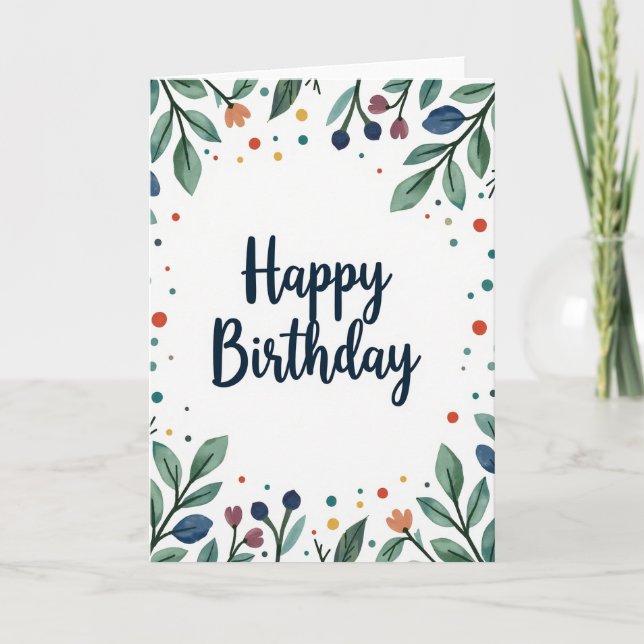 Indigo Script Birthday Card (Front)