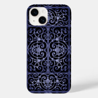 Indigo scrollwork pattern