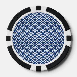 Indigo Seigaiha pattern Poker Chips