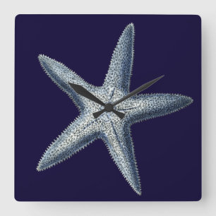 Indigo Shells IV Square Wall Clock