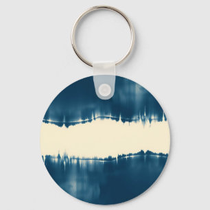 Indigo Shibori Abstract Modern Horizontal Key Ring
