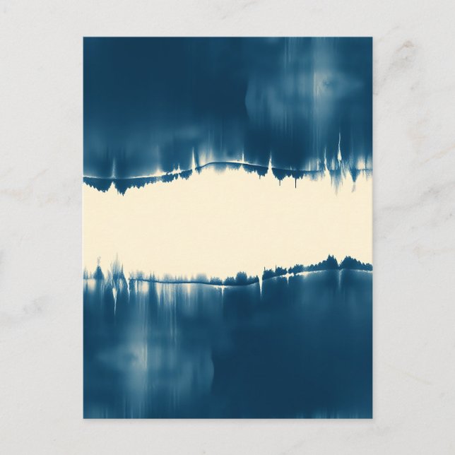 Indigo Shibori Abstract Modern Horizontal Postcard (Front)