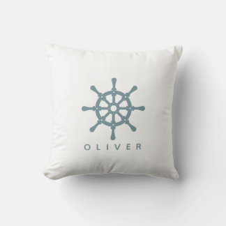 Indigo Ship's Wheel Decorative Pillow