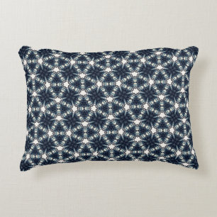 Indigo Snowflower Lattice Decorative Cushion