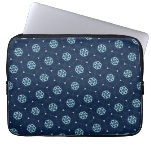 Indigo Spirit: Boho African Geometry Laptop Sleeve