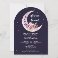Indigo Star Fall Pink Floral Moon Baby Shower