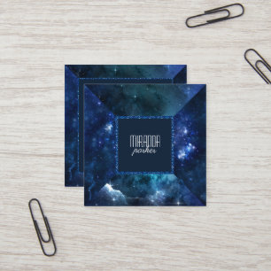 Indigo Starfield Stardust Galaxy Square Business Card