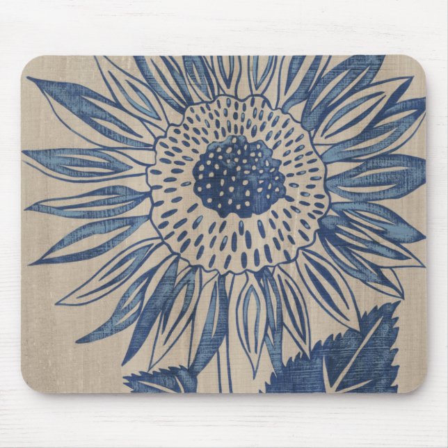 Indigo Sunflower Mouse Pad (Front)