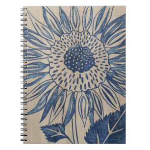 Indigo Sunflower Spiral Notebook