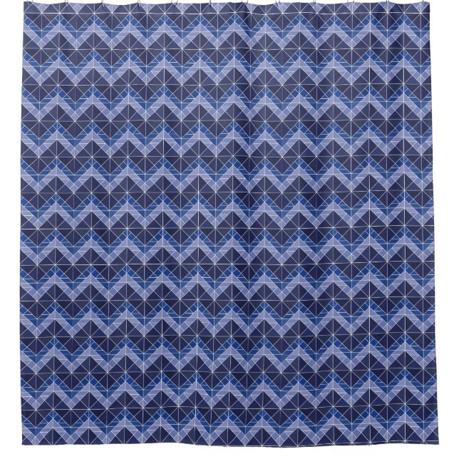 Indigo Tangram Shower Curtain (Front)