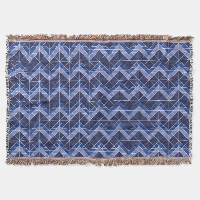 Indigo Tangram Throw Blanket (Front)