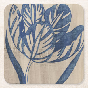 Indigo Tulip Square Paper Coaster