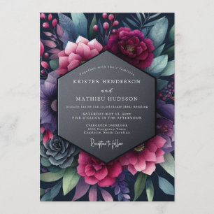 Indigo Vespertine Bloom Wedding Invitation