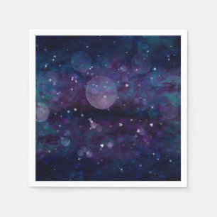 Indigo Violet Pretty Sparkle Lights Hearts & Stars Napkin