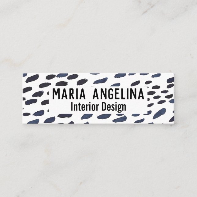 Indigo watercolor abstract spots animal print mini business card (Front)