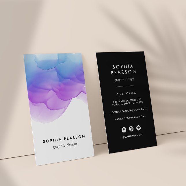 Indigo Watercolor Blot | Vertical Social Media Business Card (Creator Uploaded)