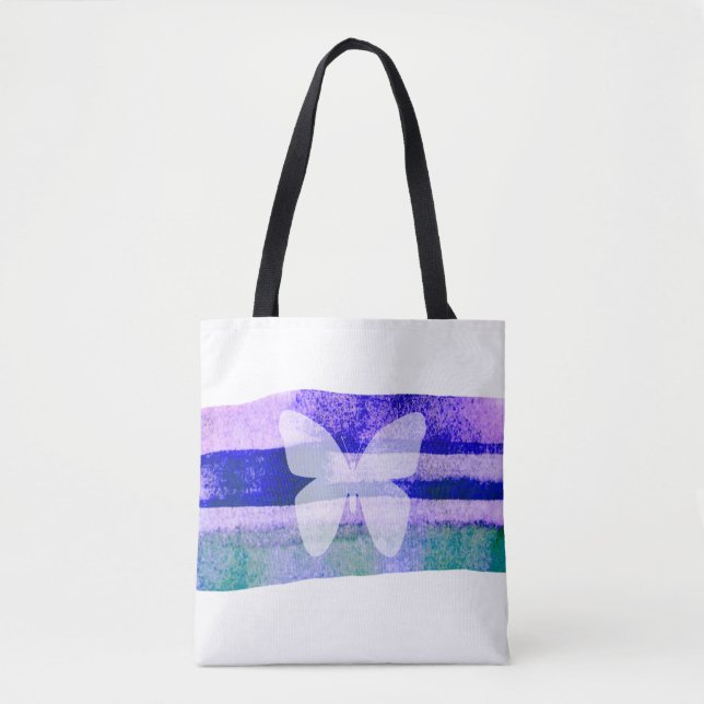 Indigo Watercolor Butterfly Tote Bag (Front)