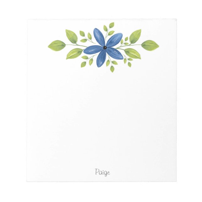Indigo Watercolor Floral Swag 2 Notepad (Front)