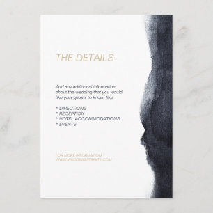 Indigo watercolor modern simple wedding direction enclosure card