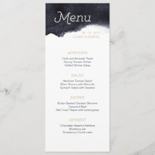 Indigo watercolor modern simple wedding menu