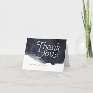 Indigo watercolor modern simple wedding thank you card