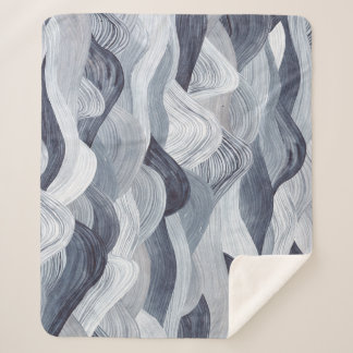 Indigo Watercolor Wave Seamless Sherpa Blanket