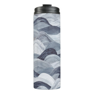 Indigo Watercolor Wave Seamless Thermal Tumbler