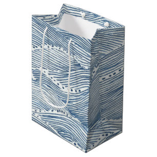 Indigo Wave Line Art Medium Gift Bag