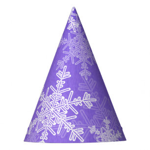 Indigo White Snowflakes Minimalist Christmas Party Hat