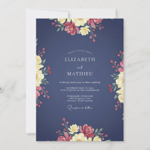 Indigo Wildflower Wedding Invitation