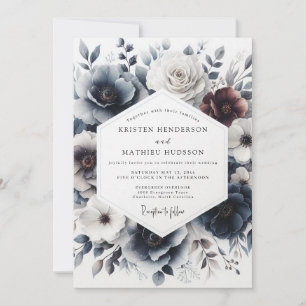 Indigo Wintertide Bloom Wedding Invitation