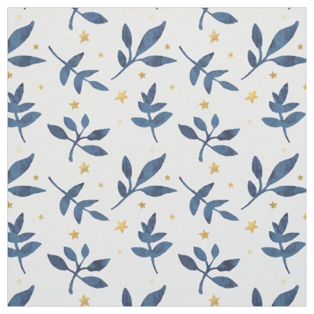 Indigo with gold faux stars fabric (Swatch)