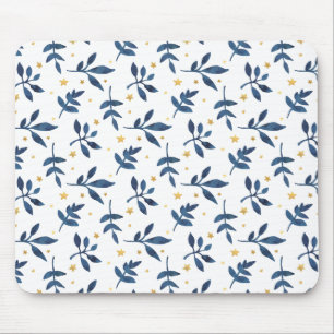 Indigo with gold faux stars mouse pad