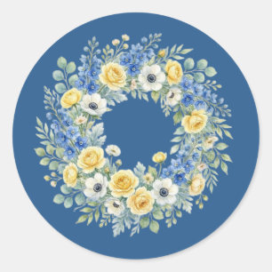 Indigo & Yellow Bloom Floral Sticker