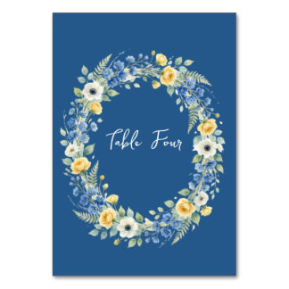 Indigo & Yellow Bloom Table Number