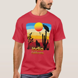 Indio California CA Sunset Coyote Vulture Cactus D T-Shirt