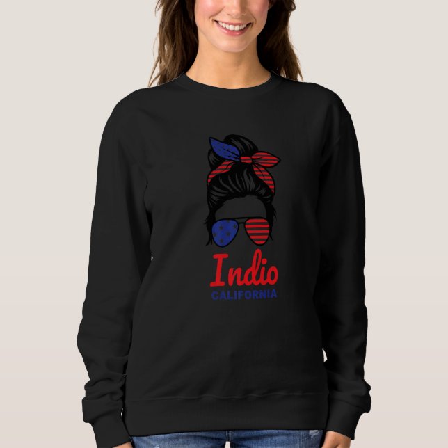 Indio California Retro Messy Bun   Sweatshirt (Front)
