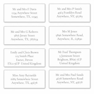 Individual Guest Names and Address Shipping Serif