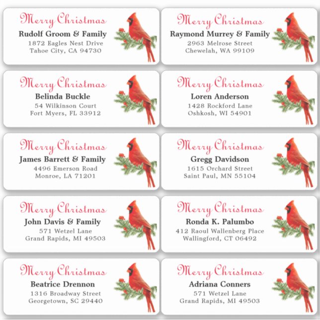 Individual holiday name address labels Sticker (Front)
